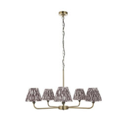 Luminosa Lighting Luminosa Lille Antique Brass Plate Pendant Light With Pearl Grey Fabric Ikat Shade 16Cm 5X B22 - thumbnail 6