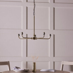 Luminosa Lighting Luminosa Lille Antique Brass Plate Pendant Light With Pearl Grey Fabric Ikat Shade 16Cm 5X B22 - thumbnail 5