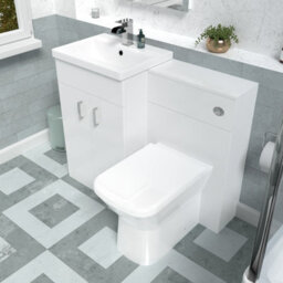 Nes Home White Vanity Basin Cabinet, Wc Unit & Rimless Back To Wall Toilet - thumbnail 4