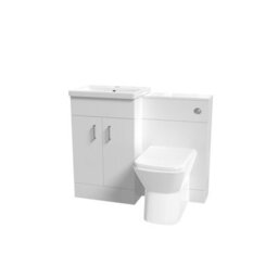 Nes Home White Vanity Basin Cabinet, Wc Unit & Rimless Back To Wall Toilet - thumbnail 6
