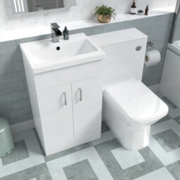 Nes Home White Vanity Basin Cabinet, Wc Unit & Rimless Back To Wall Toilet - thumbnail 5