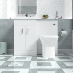 Nes Home White Vanity Basin Cabinet, Wc Unit & Rimless Back To Wall Toilet - thumbnail 2