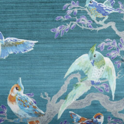 Laurence Llewelyn-Bowen Birdity Absurdity Soft Touch Velvet Blue Filled Cushion - thumbnail 4