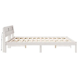 Berkfield With Led Strip Lights With Headboard White 200 X 200 Cm Wood - thumbnail 6