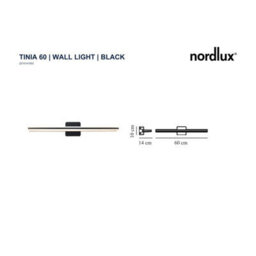 Nordlux Tinia 60 Bathroom Shower Room Wall Light In Black 60Cm Width - thumbnail 7