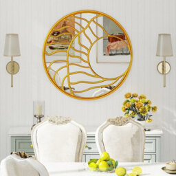 Gainoom Gold Wall Mirror 80 Cm Large Round Wall Decorative Mirror - thumbnail 3