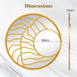 Gainoom Gold Wall Mirror 80 Cm Large Round Wall Decorative Mirror - thumbnail 2