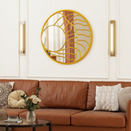 Gainoom Gold Wall Mirror 80 Cm Large Round Wall Decorative Mirror - thumbnail 6
