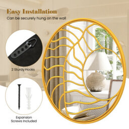 Gainoom Gold Wall Mirror 80 Cm Large Round Wall Decorative Mirror - thumbnail 9