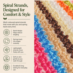 Doorway Curtain With Spiral Tassels & Tension Rod, Fly Insect Screen Curtain, Multicolour String Walk Through Divider, 90 X 200 Cm - thumbnail 5