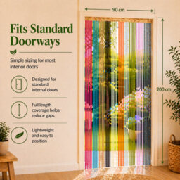 Doorway Curtain With Spiral Tassels & Tension Rod, Fly Insect Screen Curtain, Multicolour String Walk Through Divider, 90 X 200 Cm - thumbnail 6