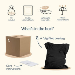 Icon Giant Indoor Outdoor Bean Bag Floor Cushion Black - thumbnail 7