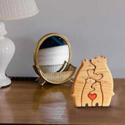Diy Wooden Puzzle Mother Child Bear Set Embracing Bear Family Set Decoration 4Pcs - thumbnail 1