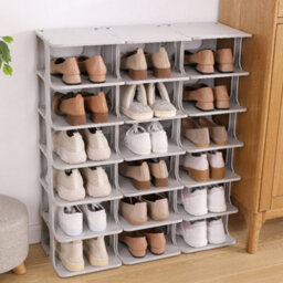 Living And Home 6-Tier 6-Pair Off-White Stackable Plastic Shoe Rack Shoe Storage Organizer For Closet Bedroom Entryway - thumbnail 3