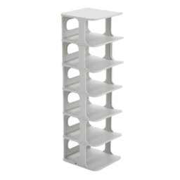 Living And Home 6-Tier 6-Pair Off-White Stackable Plastic Shoe Rack Shoe Storage Organizer For Closet Bedroom Entryway - thumbnail 5