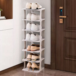 Living And Home 6-Tier 6-Pair Off-White Stackable Plastic Shoe Rack Shoe Storage Organizer For Closet Bedroom Entryway