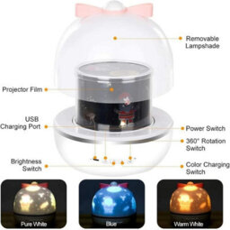 6 Projection Film Led Night Light 360 Degree Rotating Star Projector Lamp - thumbnail 3