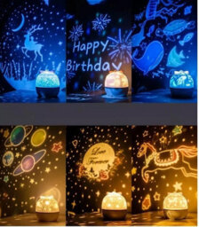 6 Projection Film Led Night Light 360 Degree Rotating Star Projector Lamp - thumbnail 5