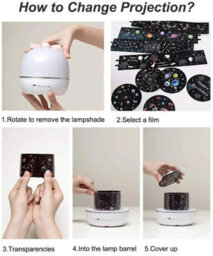 6 Projection Film Led Night Light 360 Degree Rotating Star Projector Lamp - thumbnail 2