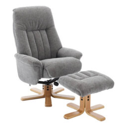 Morris Living The Paris Swivel Recliner Chair & Footstool In Lille Charcoal Fabric