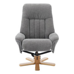 Morris Living The Paris Swivel Recliner Chair & Footstool In Lille Charcoal Fabric - thumbnail 3