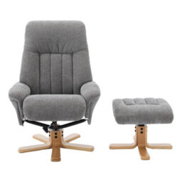 Morris Living The Paris Swivel Recliner Chair & Footstool In Lille Charcoal Fabric - thumbnail 2