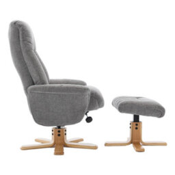 Morris Living The Paris Swivel Recliner Chair & Footstool In Lille Charcoal Fabric - thumbnail 5