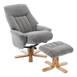 Morris Living The Paris Swivel Recliner Chair & Footstool In Lille Charcoal Fabric - thumbnail 4