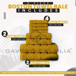 Gc Gaveno Cavailia 8 Piece Bostonian Oasis Towel Bale Set Ochre Quick Dry And Super Obsorbent Towel - thumbnail 3