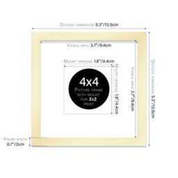 "4X4"" Gold Picture Frame - 4X4"" Square Frame With 2X2"" Mount For 4X4""/2X2"" Pictures Art Deco Style Room Decor, 1 Pack" - thumbnail 2