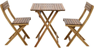 GoodHome Virginia Acacia Wooden 2 Seater Bistro Set