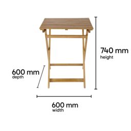 GoodHome Virginia Acacia Wooden 2 Seater Bistro Set - thumbnail 8