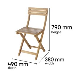 GoodHome Virginia Acacia Wooden 2 Seater Bistro Set - thumbnail 9