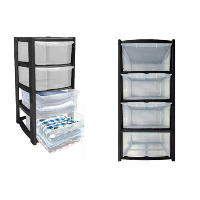 4 Drawer Plastic Storage Tower Trolley Durable Office, School And Home Desk Organizer Space Saving Unit  39X39X85Cm - image 1