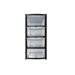 4 Drawer Plastic Storage Tower Trolley Durable Office, School And Home Desk Organizer Space Saving Unit  39X39X85Cm - thumbnail 3