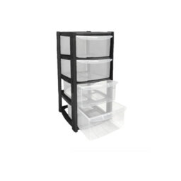 4 Drawer Plastic Storage Tower Trolley Durable Office, School And Home Desk Organizer Space Saving Unit  39X39X85Cm - thumbnail 2