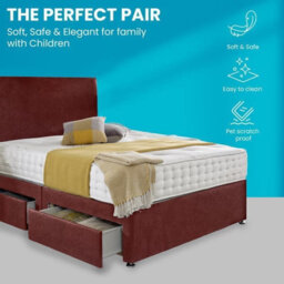 Dining Tables Classic Premium Fabric Divan Bed , 2 Drawers (Same Side) - Double  - Mulburry Cruhsed Velvet - thumbnail 2