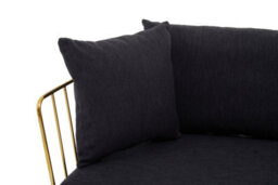 Orsina 2 Seat Black Fabric Sofa, Gold Finish Steel Frame Accent Sofa, Lounge Sofa With 4 Cushions,  Wireframe Sofa - thumbnail 5