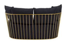 Orsina 2 Seat Black Fabric Sofa, Gold Finish Steel Frame Accent Sofa, Lounge Sofa With 4 Cushions,  Wireframe Sofa - thumbnail 4