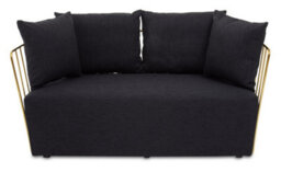 Orsina 2 Seat Black Fabric Sofa, Gold Finish Steel Frame Accent Sofa, Lounge Sofa With 4 Cushions,  Wireframe Sofa - thumbnail 6
