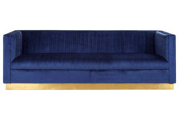 Orsina Luxurious 3 Seat Deep Blue Sofa, Classic Deep Blue Velvet Upholstered Settee Sofa, Luxe 3 Seater Couch - thumbnail 3