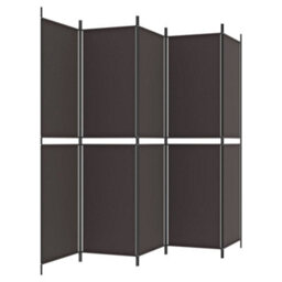 Berkfield 5-Panel Room Divider Brown 250X200 Cm Fabric - thumbnail 4