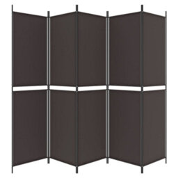 Berkfield 5-Panel Room Divider Brown 250X200 Cm Fabric - thumbnail 5