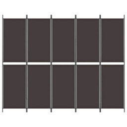 Berkfield 5-Panel Room Divider Brown 250X200 Cm Fabric - thumbnail 3