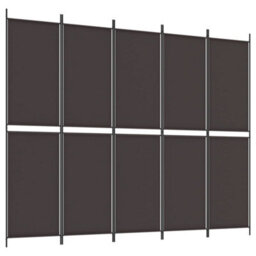 Berkfield 5-Panel Room Divider Brown 250X200 Cm Fabric - thumbnail 2