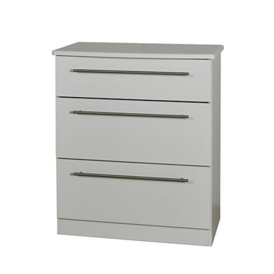 Bergamo Ready Assembled Matt Grey No Effect 3 Drawer Chest (H)885mm (W)765mm (D)415mm - image 1