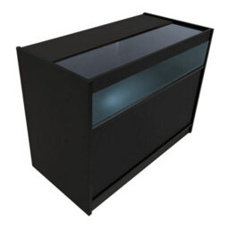 MonsterShop Black Shop Counter Led Light B 1200mm Lockable Sliding Doors 2 Keys Retail Storage Unit Display Showcase Cabinet Reception Desk - thumbnail 1