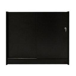 MonsterShop Black Shop Counter Led Light B 1200mm Lockable Sliding Doors 2 Keys Retail Storage Unit Display Showcase Cabinet Reception Desk - thumbnail 6