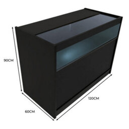 MonsterShop Black Shop Counter Led Light B 1200mm Lockable Sliding Doors 2 Keys Retail Storage Unit Display Showcase Cabinet Reception Desk - thumbnail 5