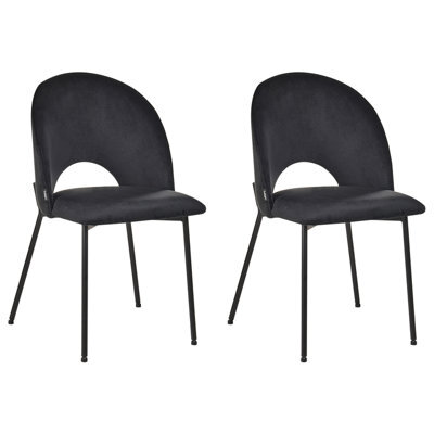 Beliani Set Of 2 Dining Chairs Covelo Velvet Black - image 1